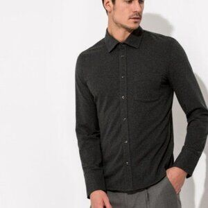 Kit & Ace Heathered Black Cotton Cashmere Stretch Denman Shirt